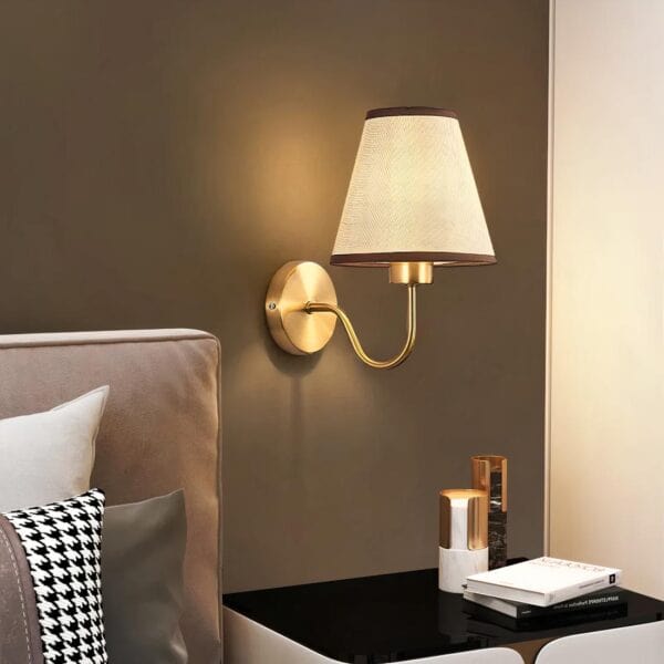 Lampe de Chevet Applique Doré / Lin / Lumière froide