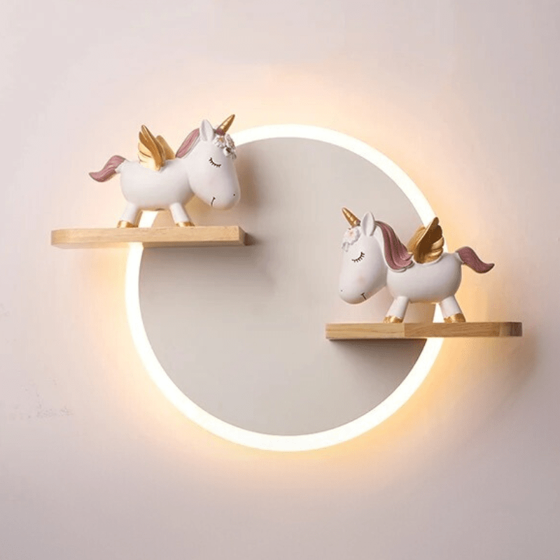 Lampe Mural Licorne de Chevet Rose / Blanc chaud