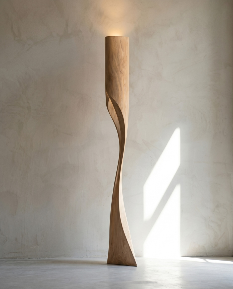 Lampadaire Design en Bois