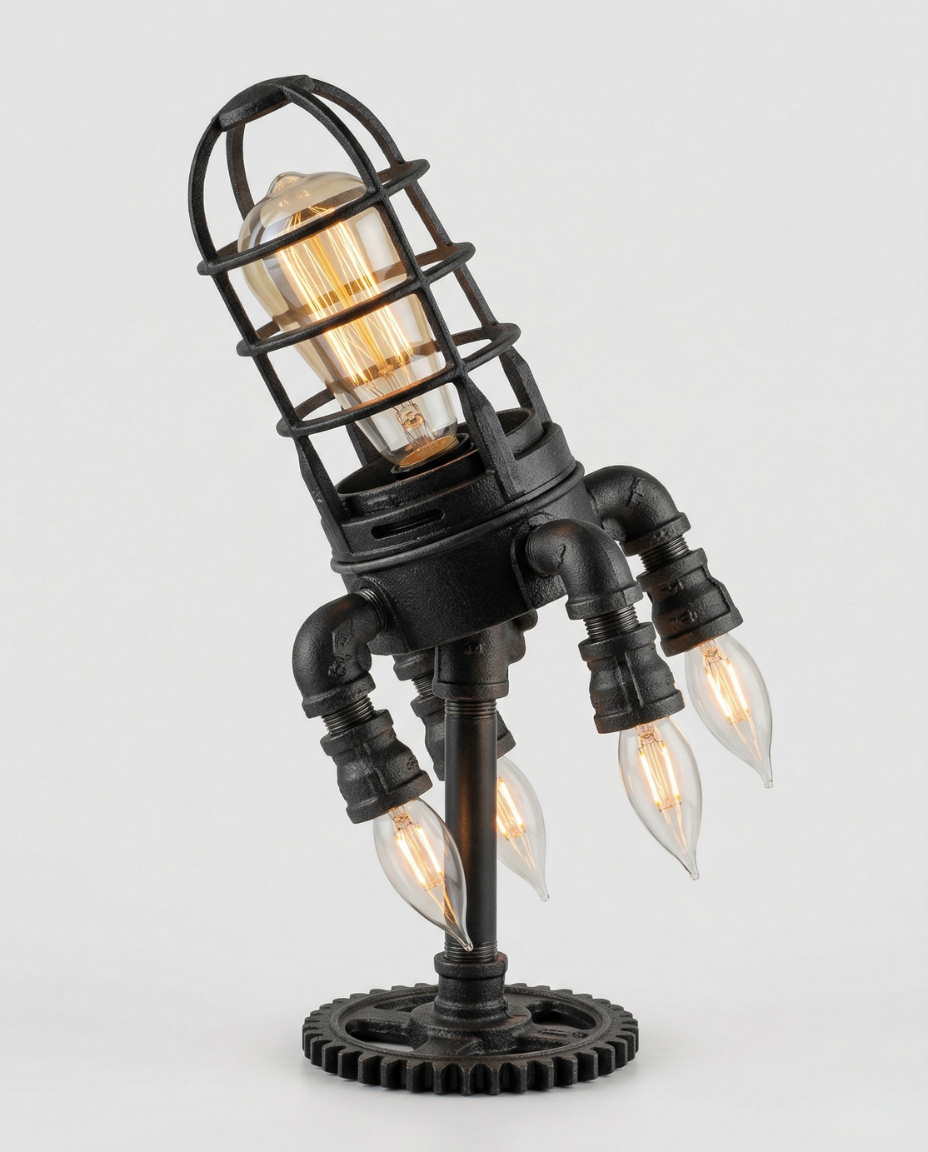 Lampe de chevet steampunk Fusée
