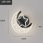 Applique Murale Enfant Lune Étoilée Noir / Lumière froide