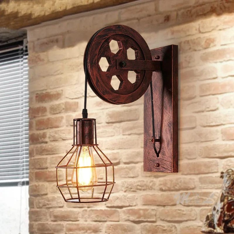 Applique Murale Industrielle Poulie Bronze