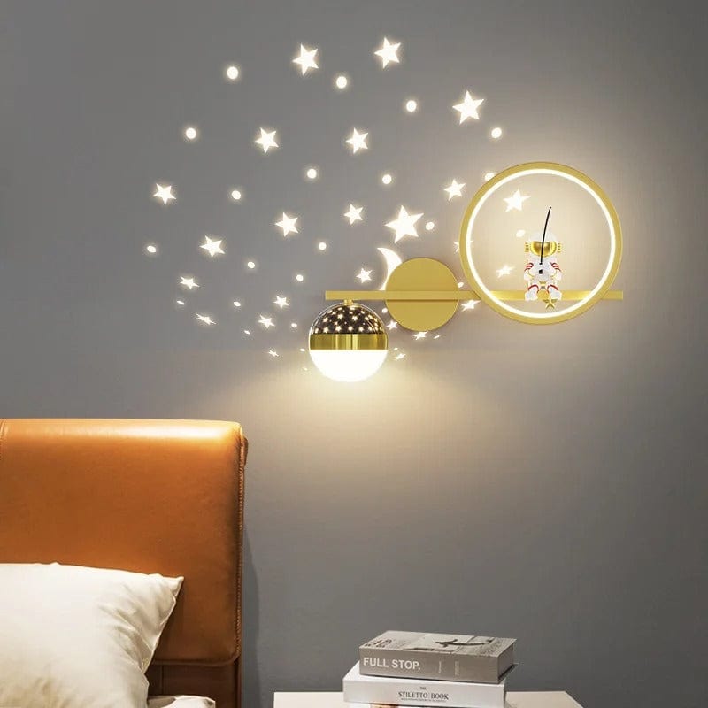 Lampe Astronaute Projecteur Doré / Droite