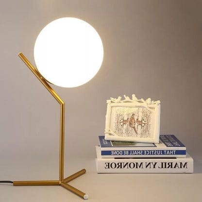 Lampe Boule à Poser Design Doré