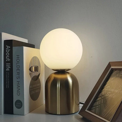 Lampe Boule en Verre à Poser Doré / Blanc chaud