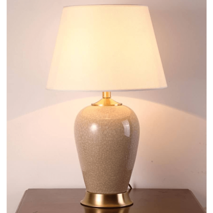Lampe Céramique Orientale Beige / Classique (avec bouton)