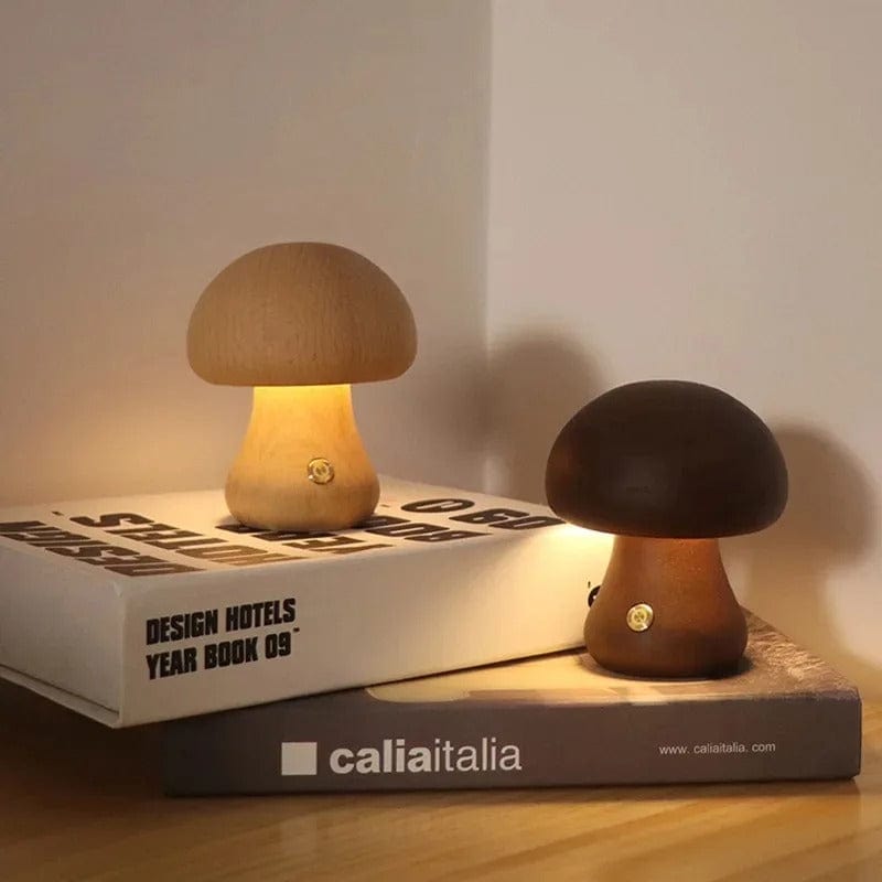 Lampe Champignon Bois Sans Fil