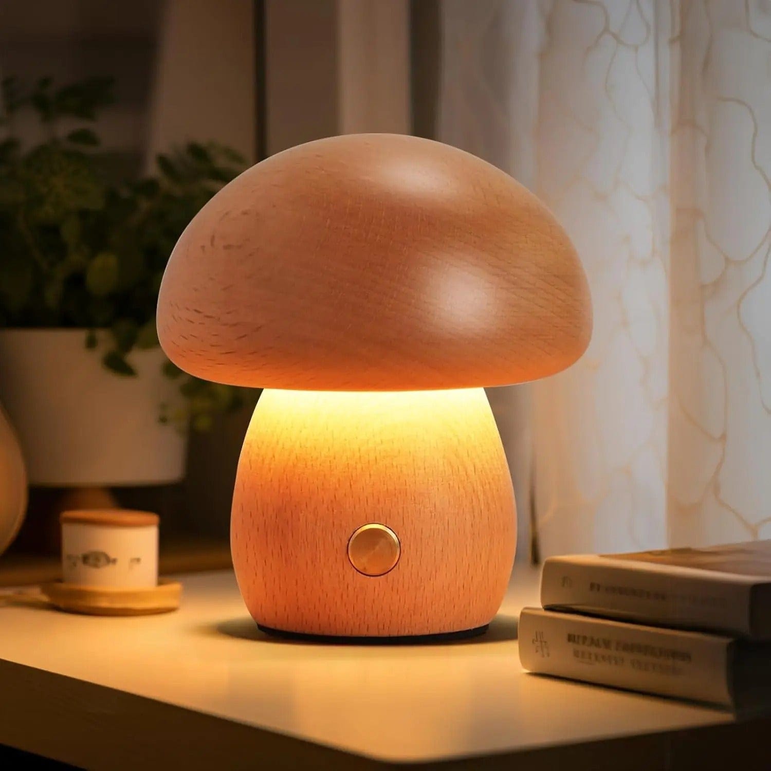 Lampe Champignon Bois Sans Fil Hêtre / Petit