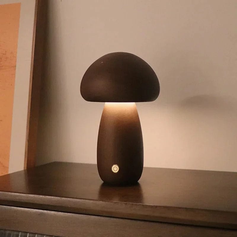 Lampe Champignon Bois Sans Fil Noyer / Grand