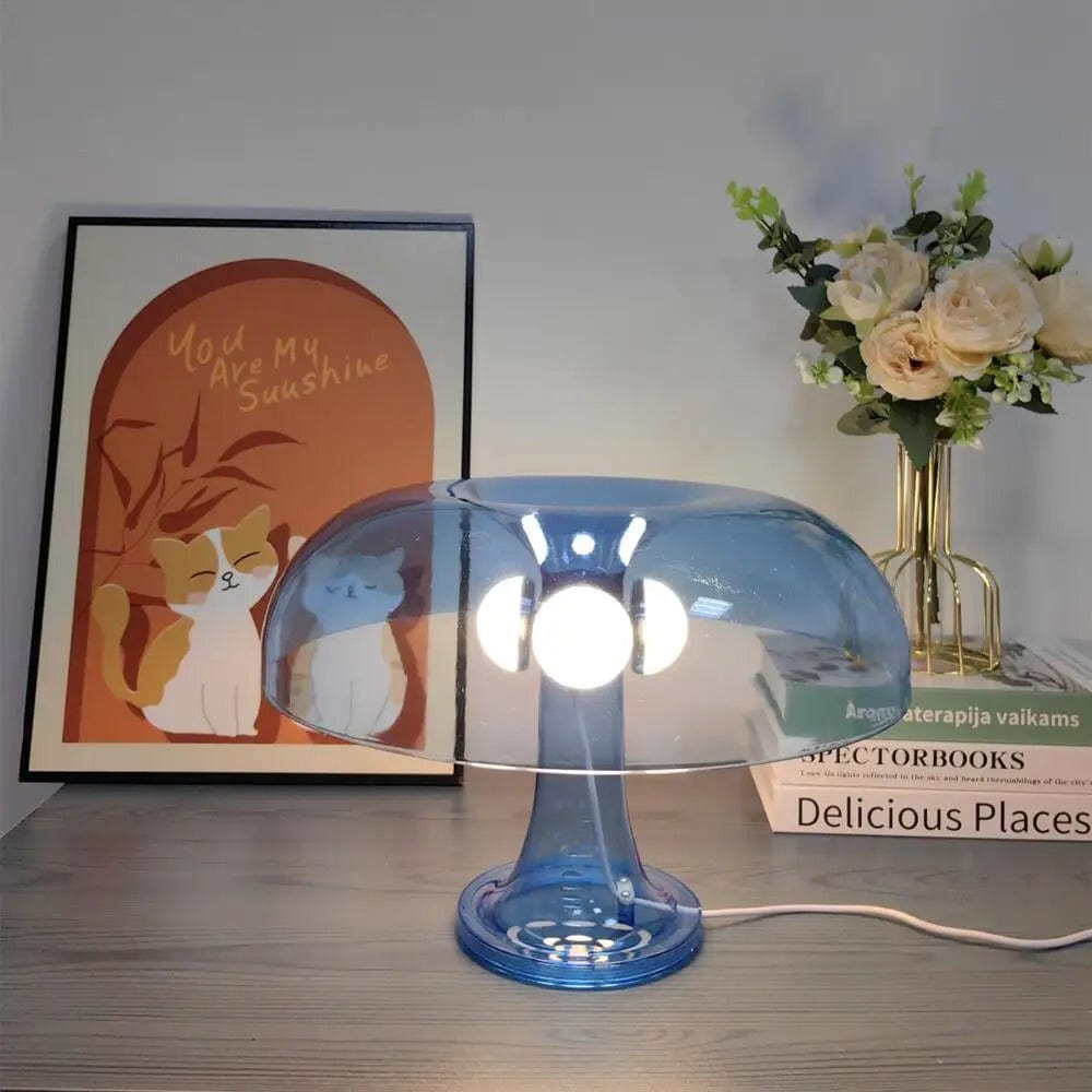 Lampe Champignon Vintage Bleu transparent
