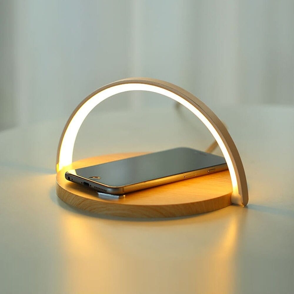 Lampe Chevet Chargeur Induction Bois