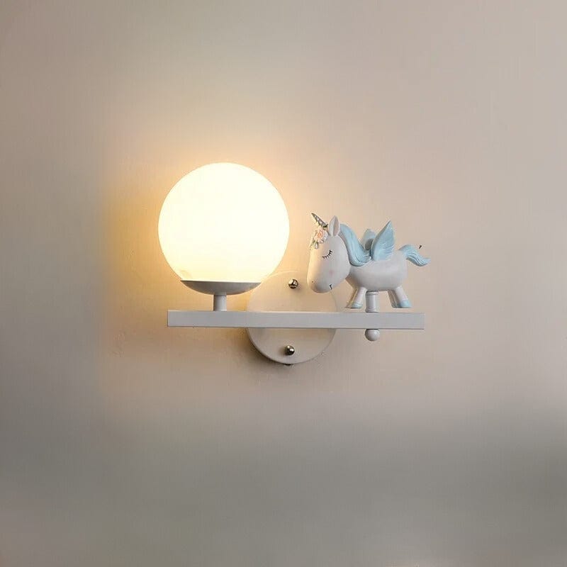 Lampe Chevet Licorne Bleu et blanc / Gauche