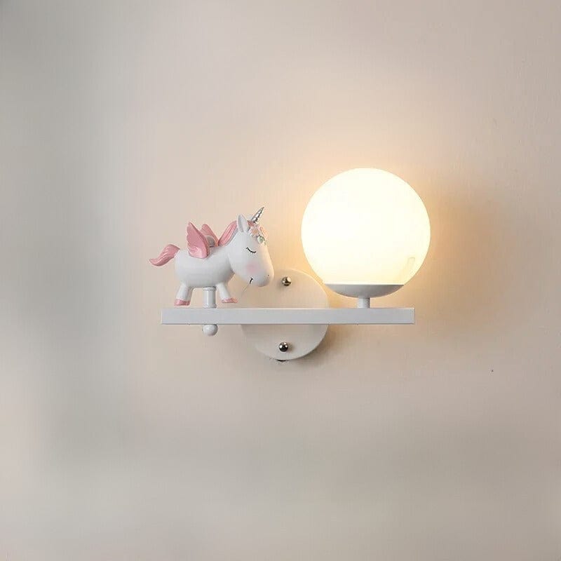 Lampe Chevet Licorne Rose et blanc / Droite