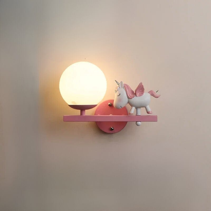Lampe Chevet Licorne Rose et blanc / Gauche