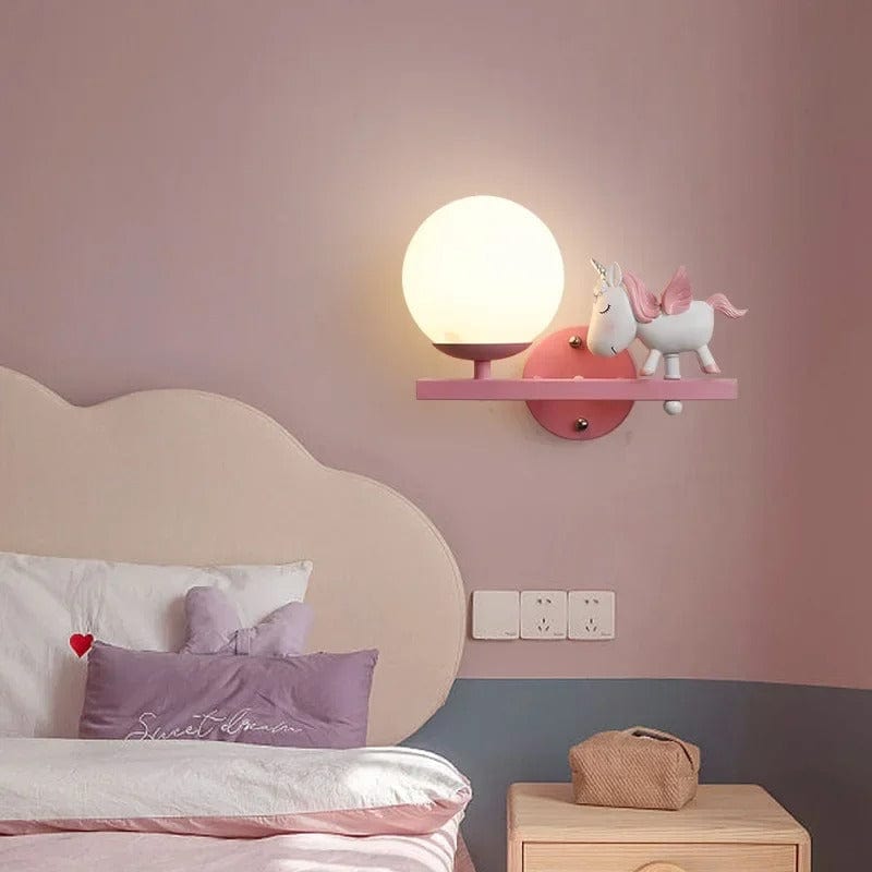 Lampe Chevet Licorne Rose / Gauche