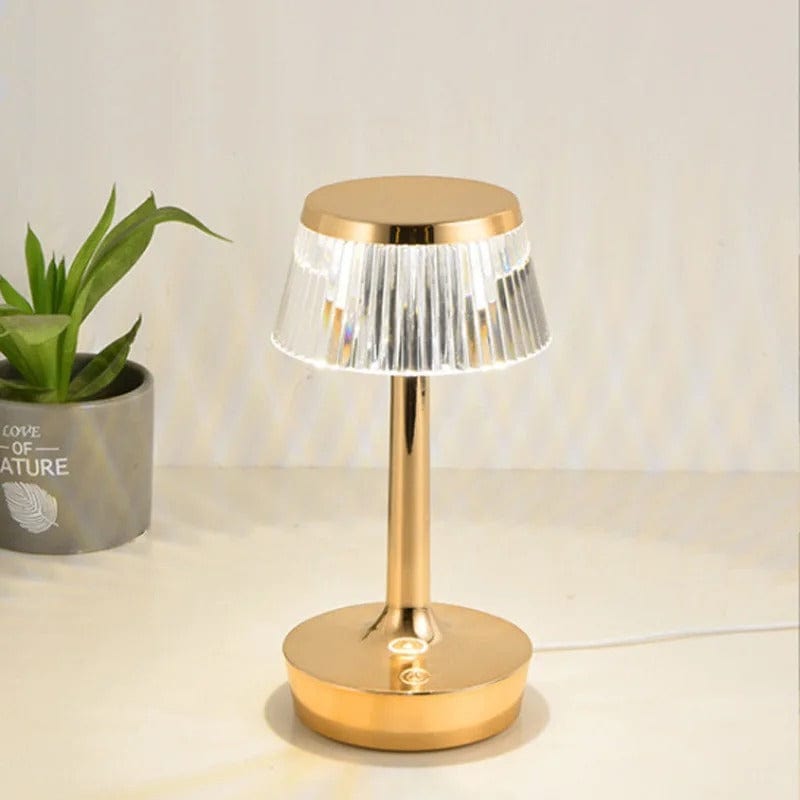Lampe Cristal Tactile Doré