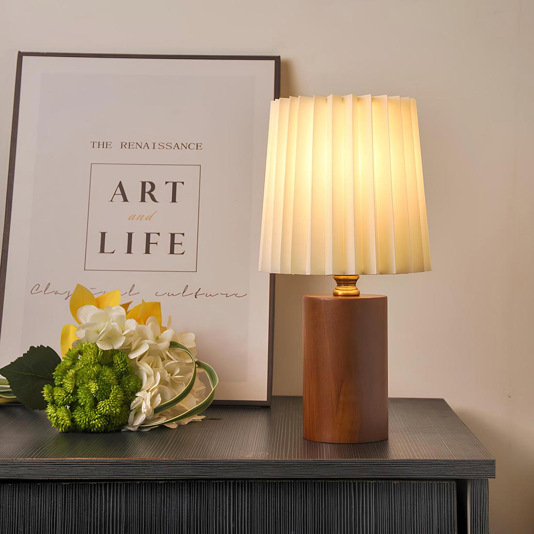 Lampe de Chevet Bois et Blanc Bois foncé