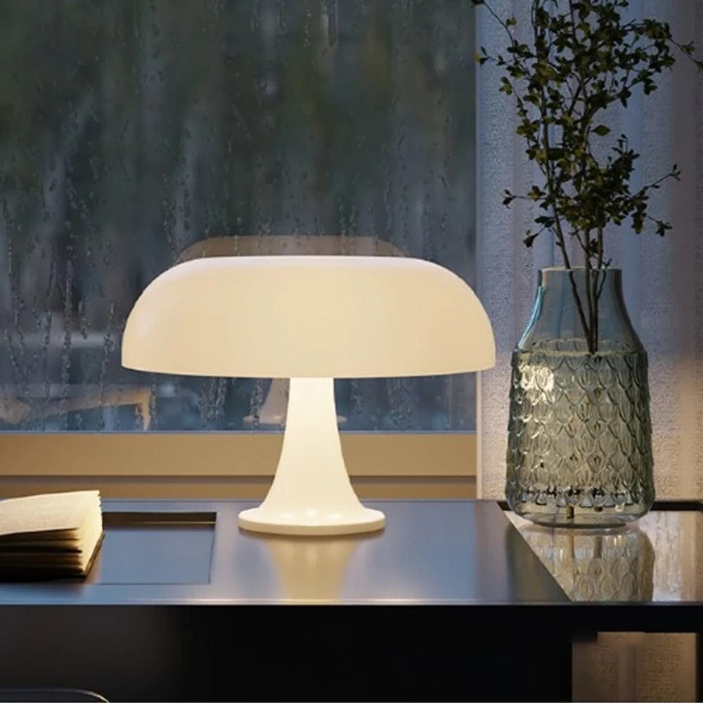 Lampe de Chevet Design Champignon Orange Blanc