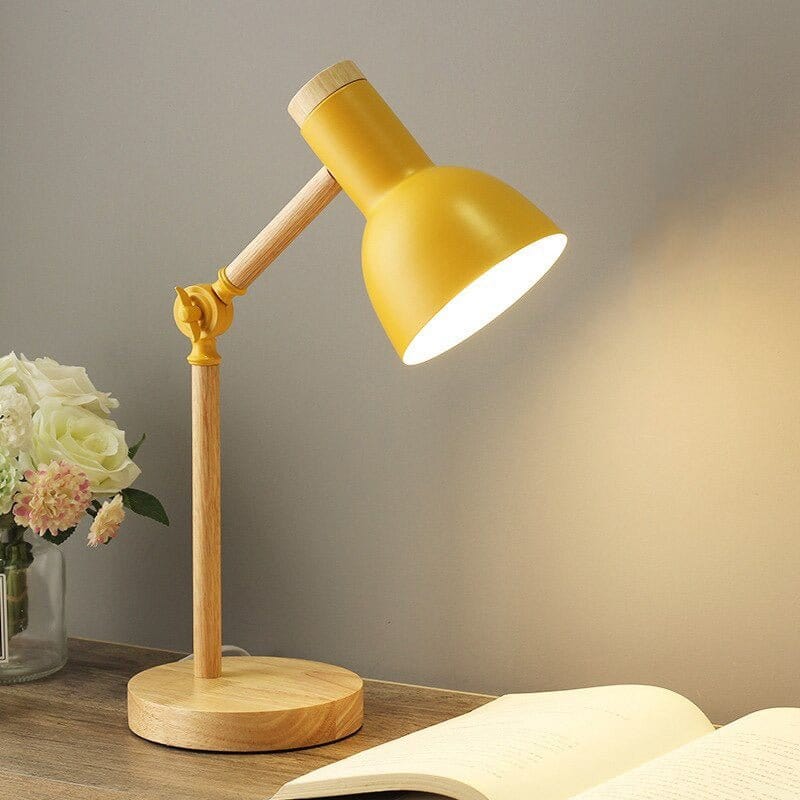 Lampe de Chevet en Bois Jaune