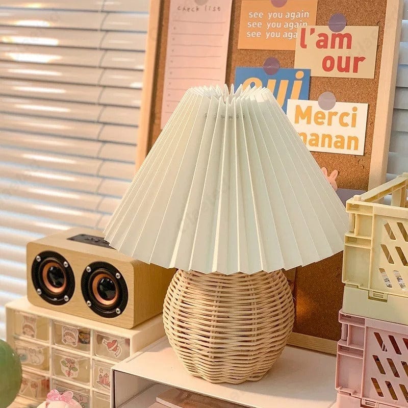 Lampe de Chevet en Osier Rond