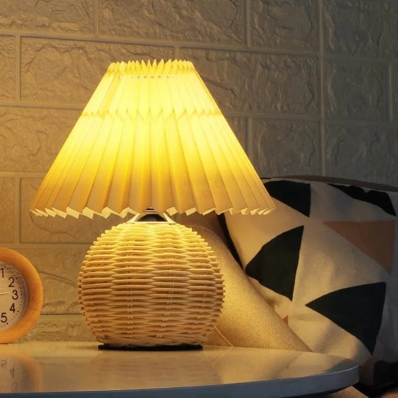 Lampe de Chevet en Osier Rond
