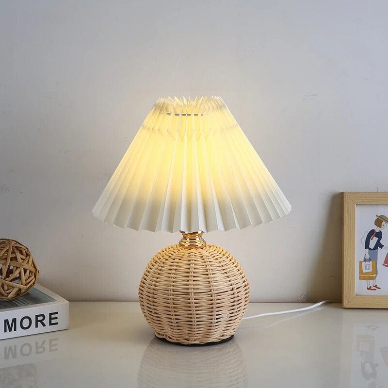 Lampe de Chevet en Osier Rond Beige