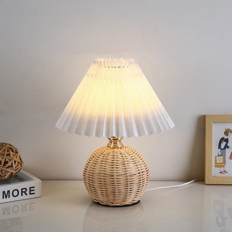 Lampe de Chevet en Osier Rond Blanc