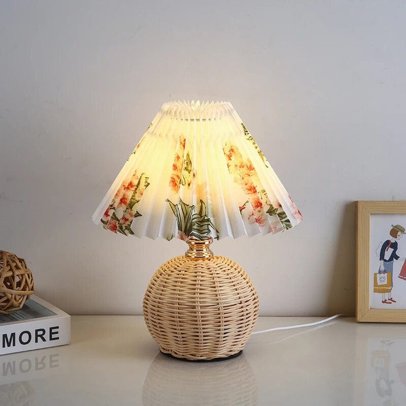 Lampe de Chevet en Osier Rond Fleurie