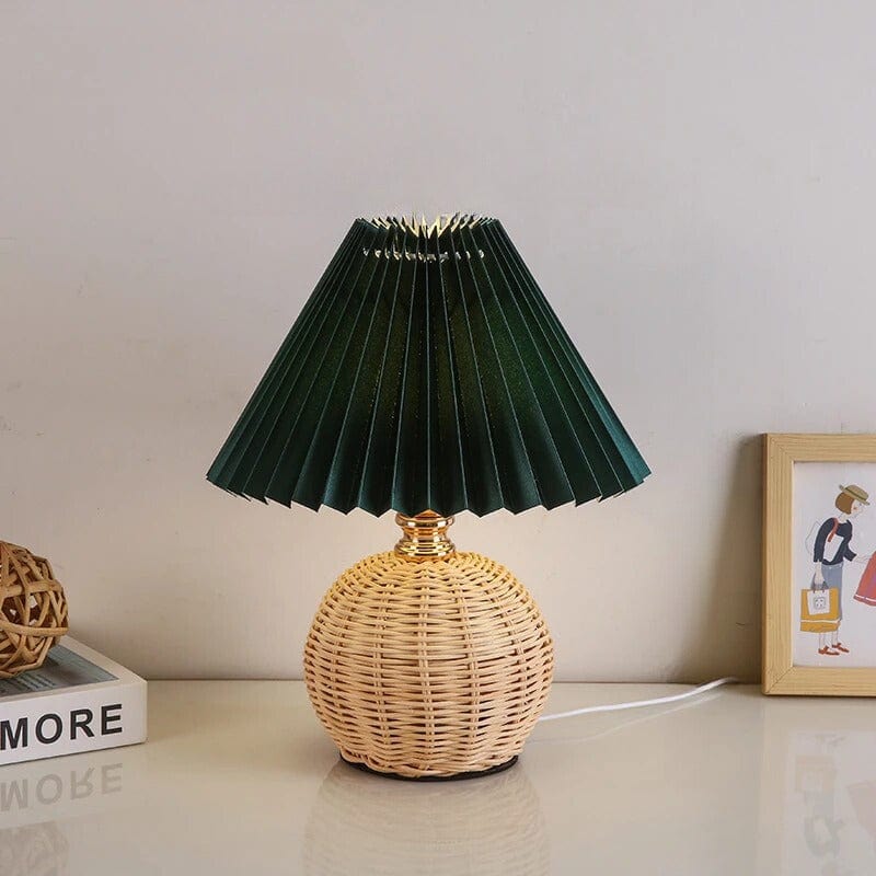 Lampe de Chevet en Osier Rond Kaki
