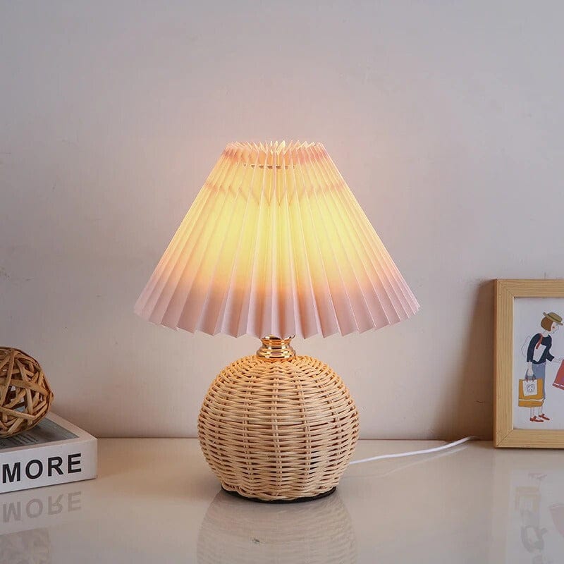 Lampe de Chevet en Osier Rond Rose
