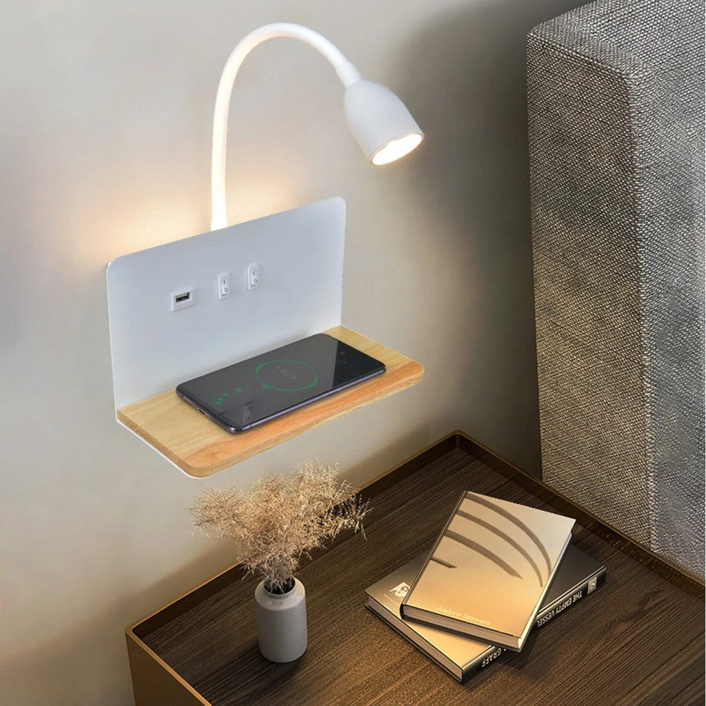 Lampe de Chevet Étagère Liseuse Blanc