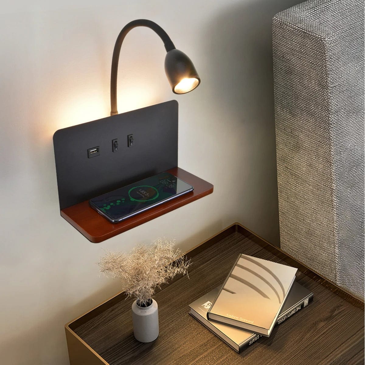 Lampe de Chevet Étagère Liseuse Noir