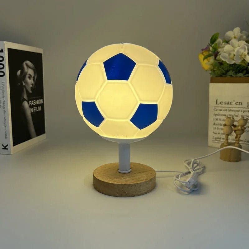 Lampe de Chevet Foot Bleu / Bois
