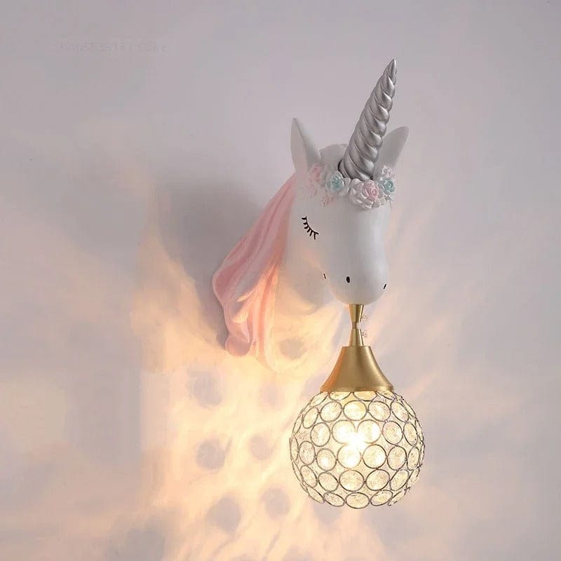 Lampe de Chevet Licorne Crystal Rond / Rose / Moyenne (40x20cm)