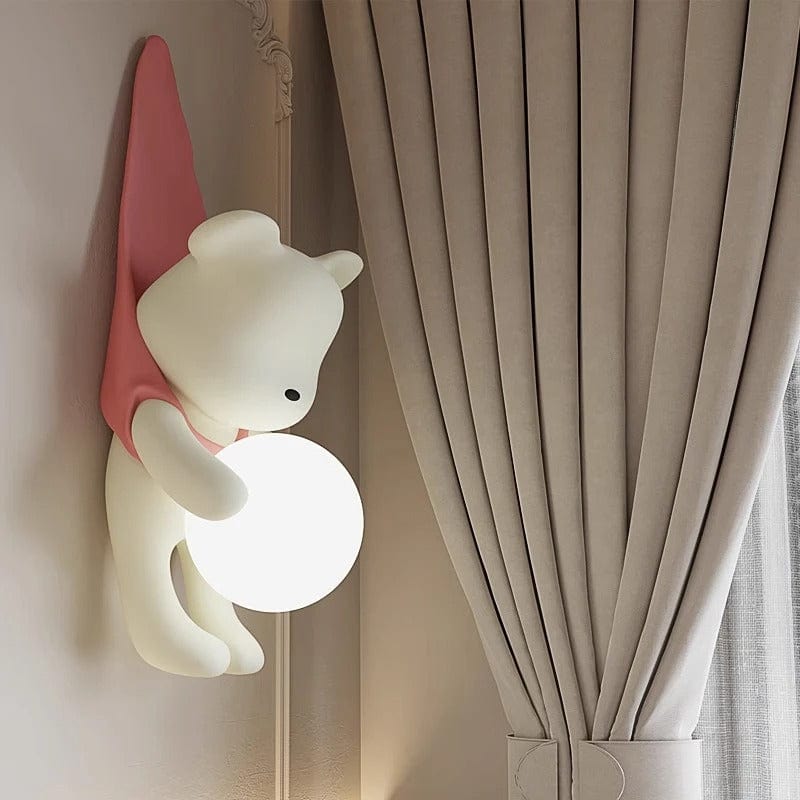 Lampe de Chevet Murale Design Ourson Rose / Lumière froide