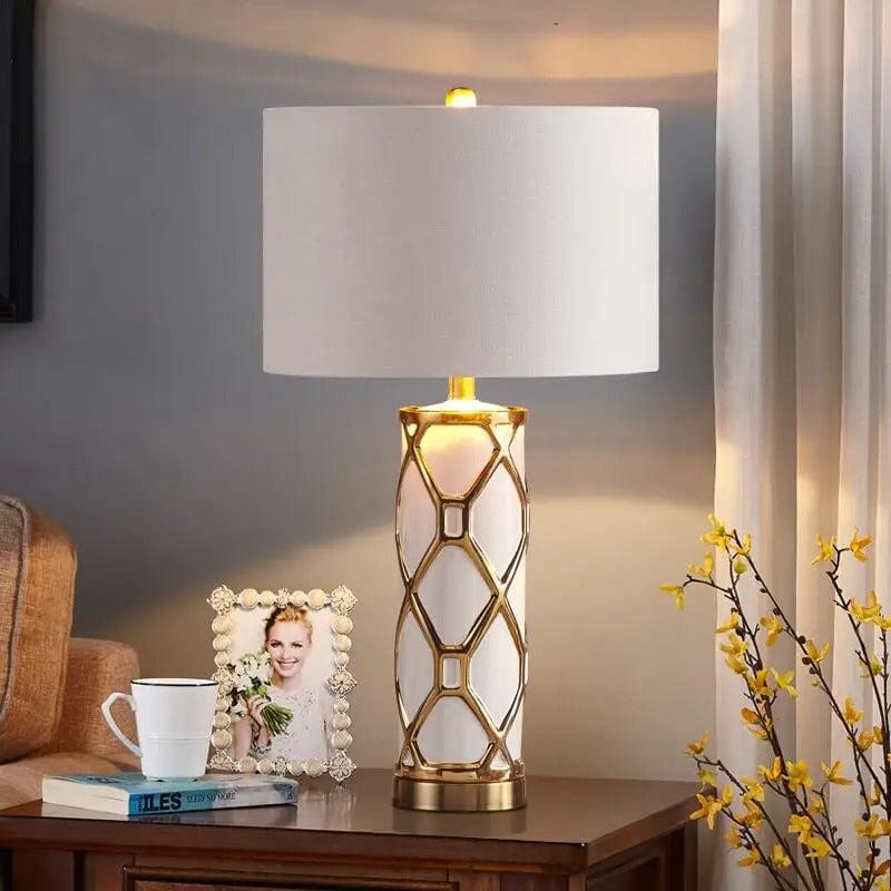Lampe de Chevet Noir et Or Blanc / 58x33cm