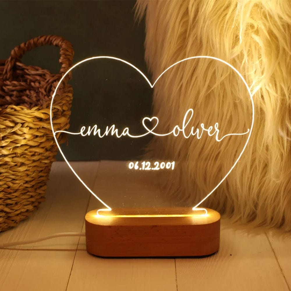 Lampe de Chevet Personnalisé Prénom Blanc chaud