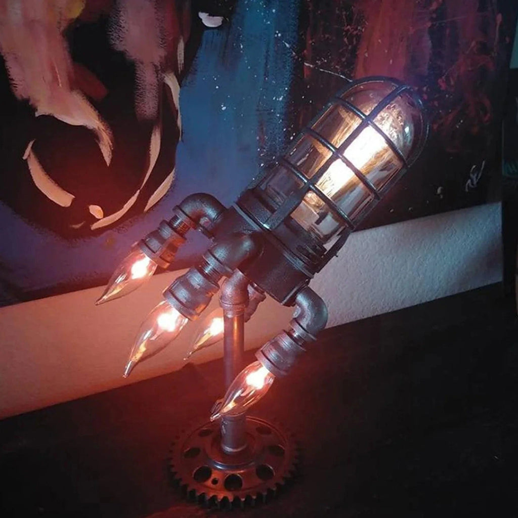 Lampe de chevet steampunk Fusée
