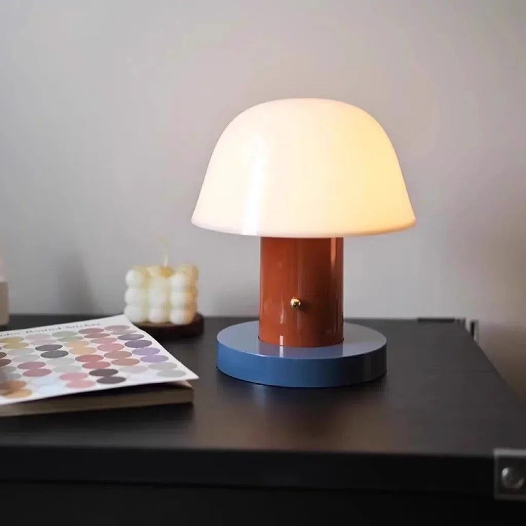 Lampe de Chevet sur Piles Champignon Orange terre