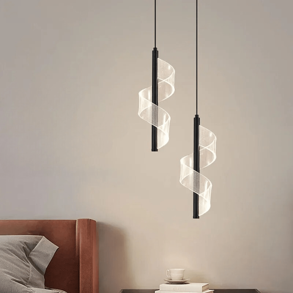 Lampe de Chevet Suspendu Noir / Double / Lumière chaude