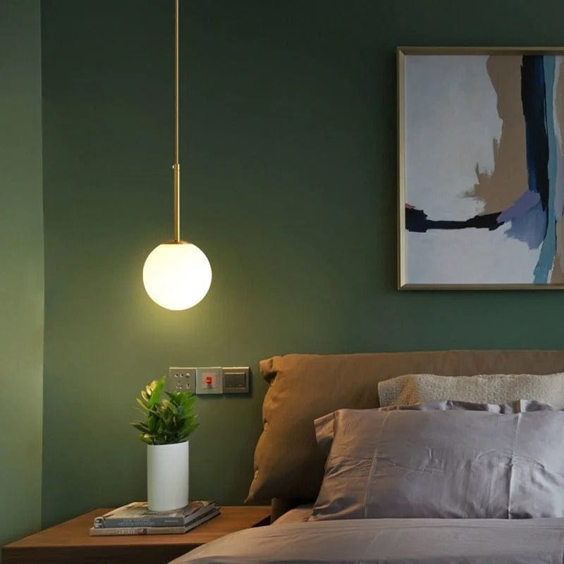 Lampe de Chevet Suspendue Ronde Doré / Lumière blanche / ⌀15cm