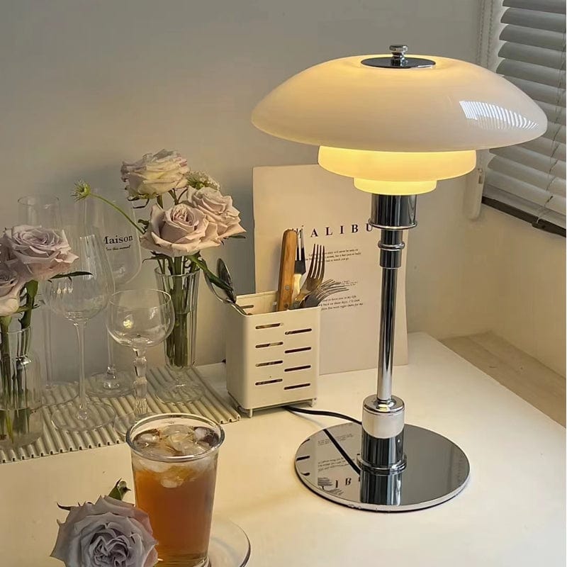 Lampe Design de Chevet Rétro Blanc / Argent / Blanc chaud