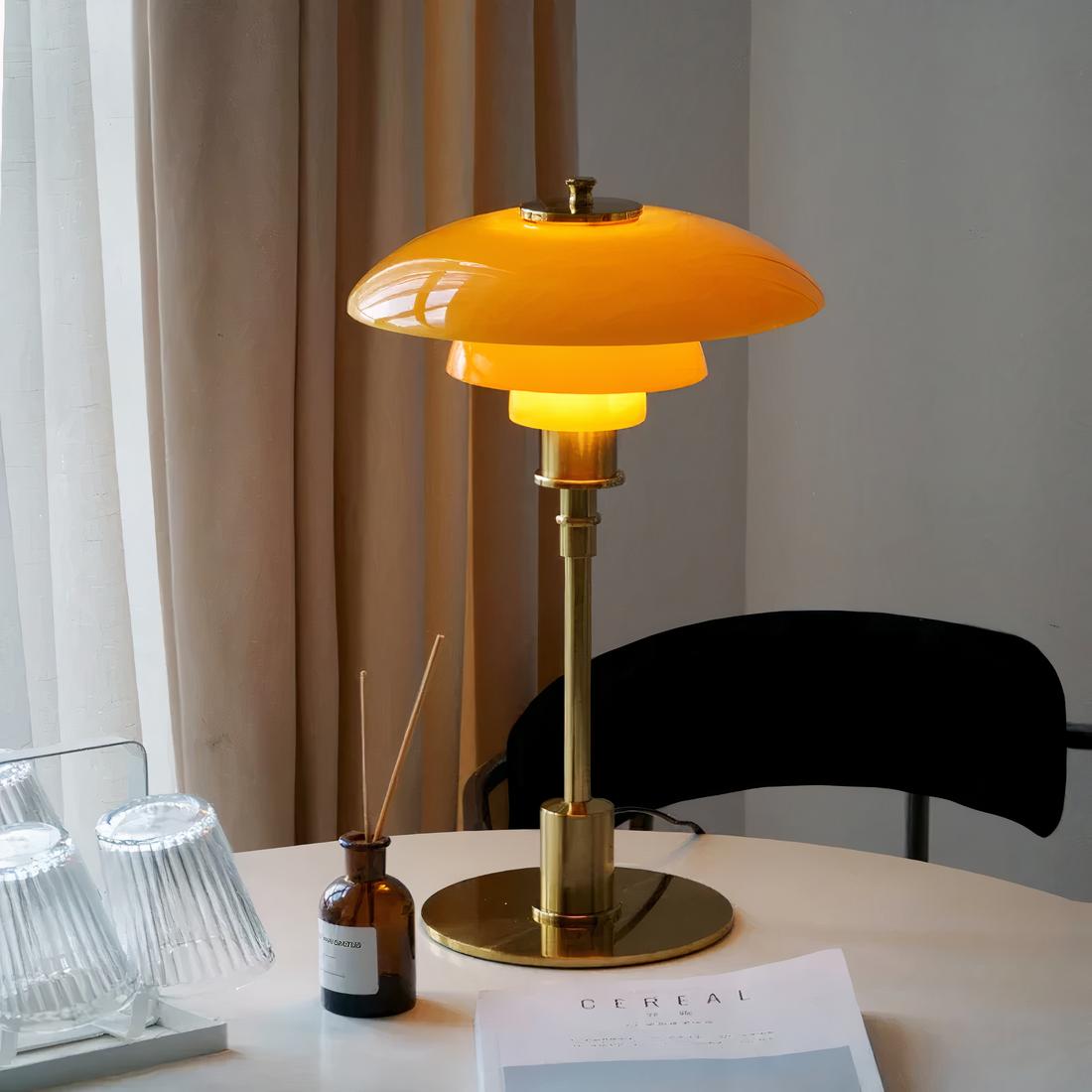 Lampe Design de Chevet Rétro Orange / Doré / Blanc chaud
