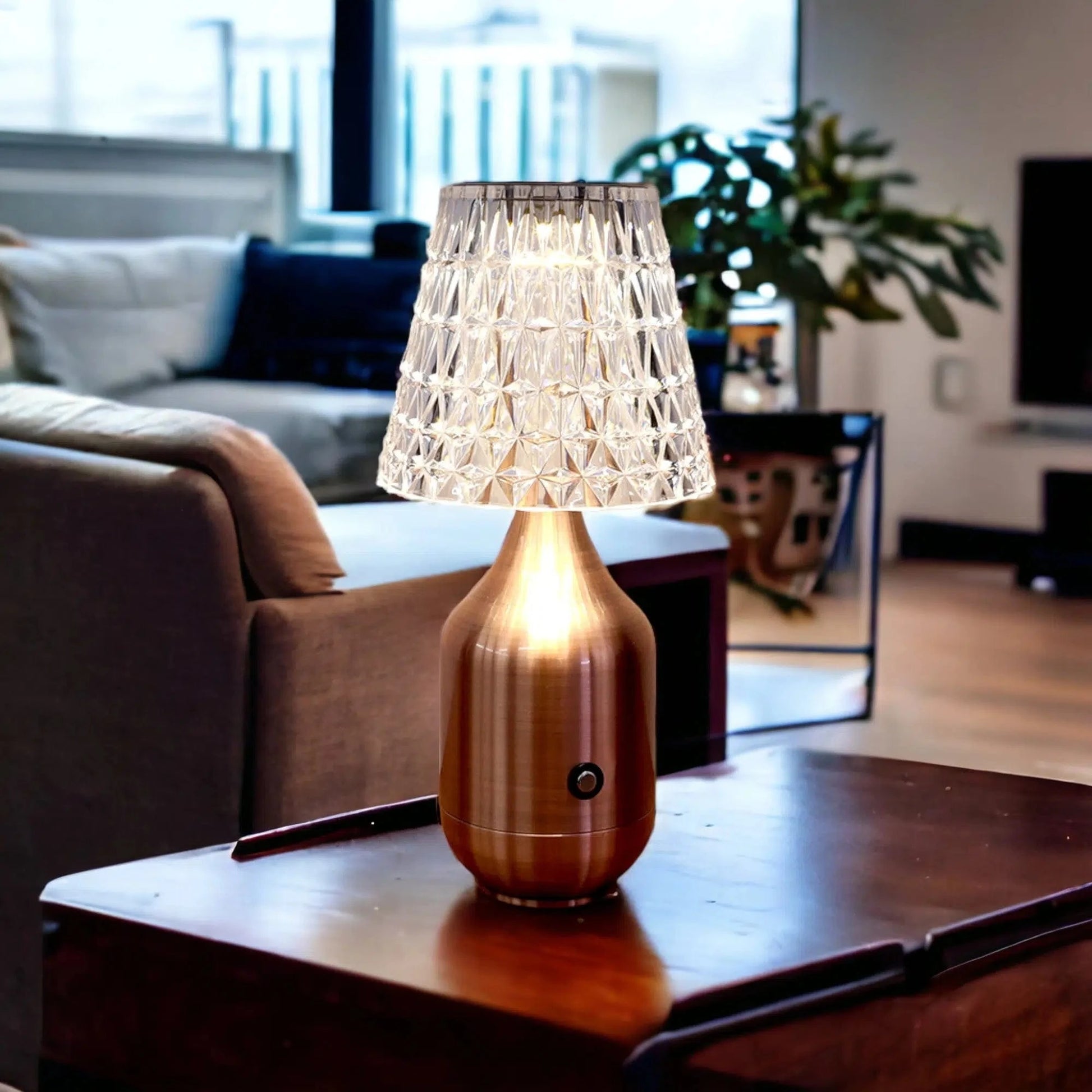 Lampe en Cristal Or rose
