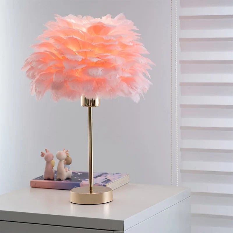 Lampe en Plume Blanche Rose