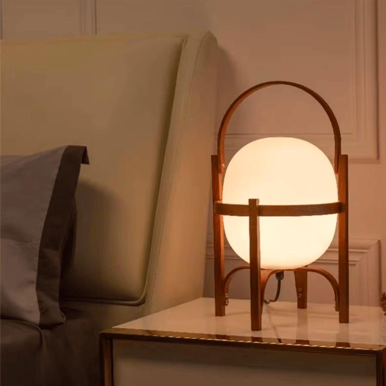 Lampe Pied en Bois Bois foncé / 29x18cm