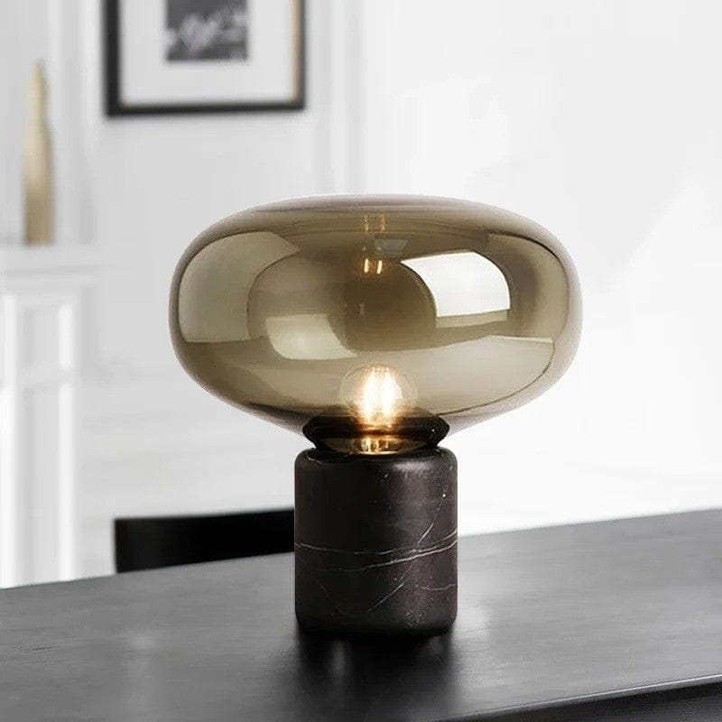Lampe Pied Marbre Moderne Ambre / 23x23cm