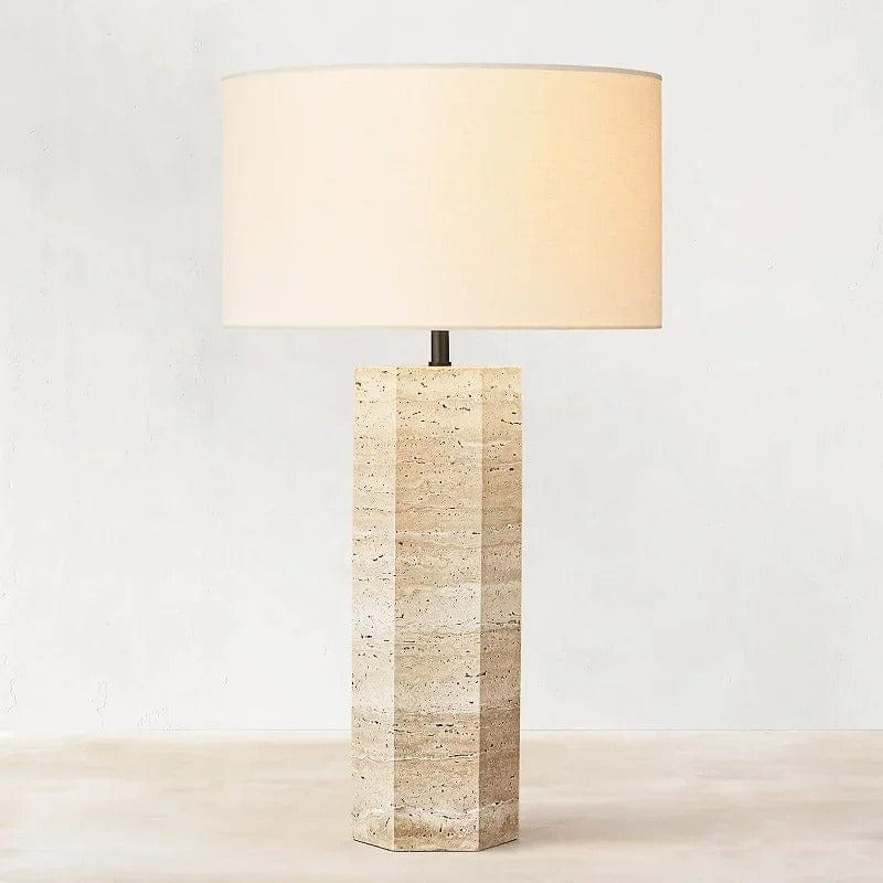 Lampe Pied Travertin Hexagonale / Lumière froide