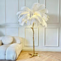 Lampe Plume d'Autruche Blanc / 60x25cm - 25 plumes