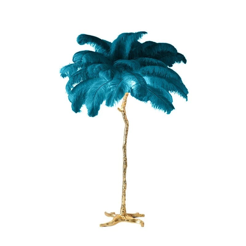 Lampe Plume d'Autruche Bleu / 60x25cm - 25 plumes